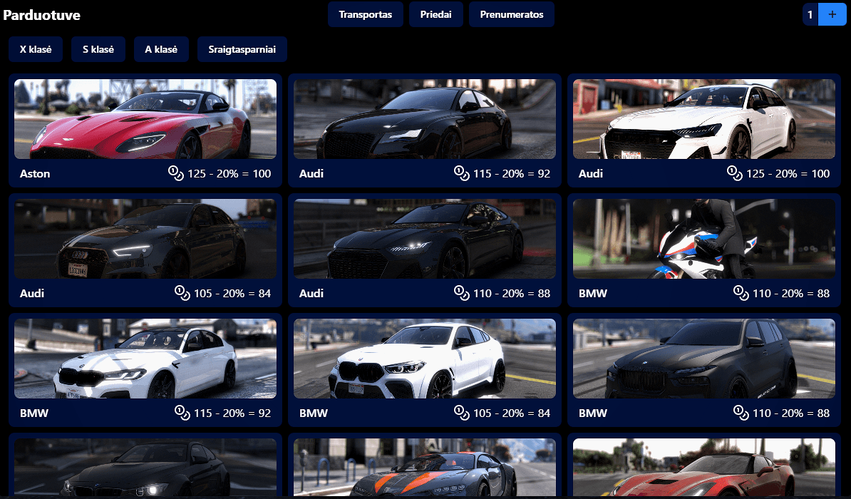 Importinių automobilių klasės 1